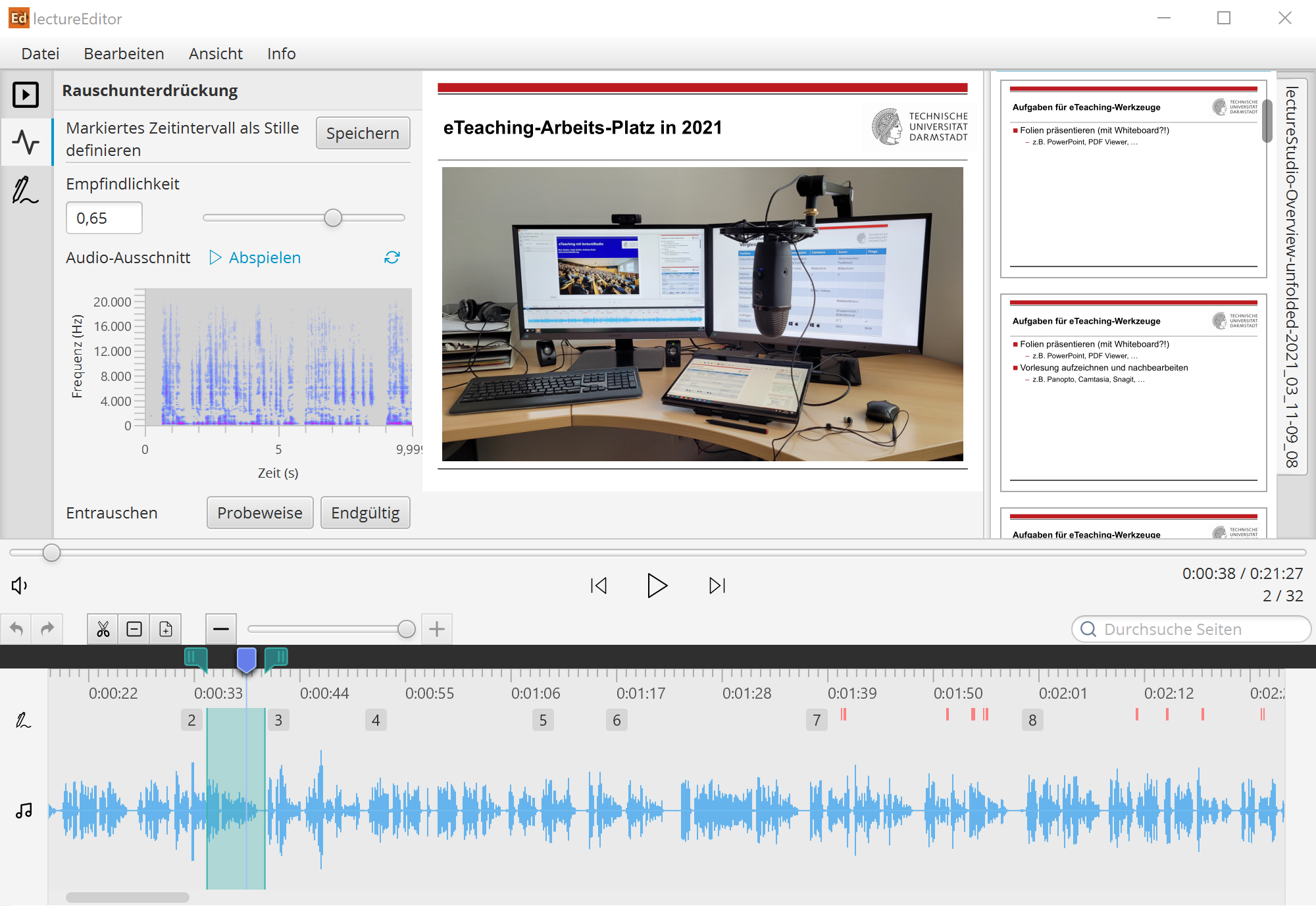 Apply noise reduction to improve sound quality.