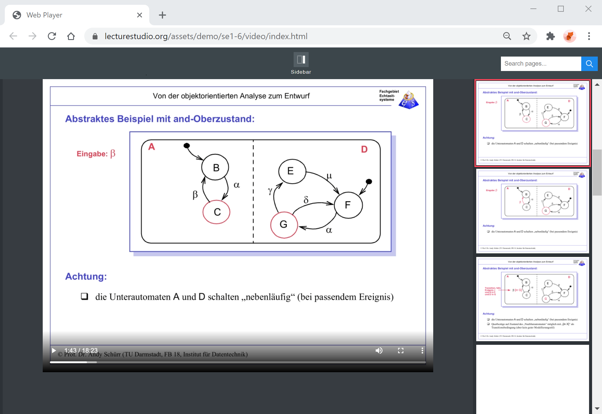 Export your recording for the web browser based on a video with additional functions.