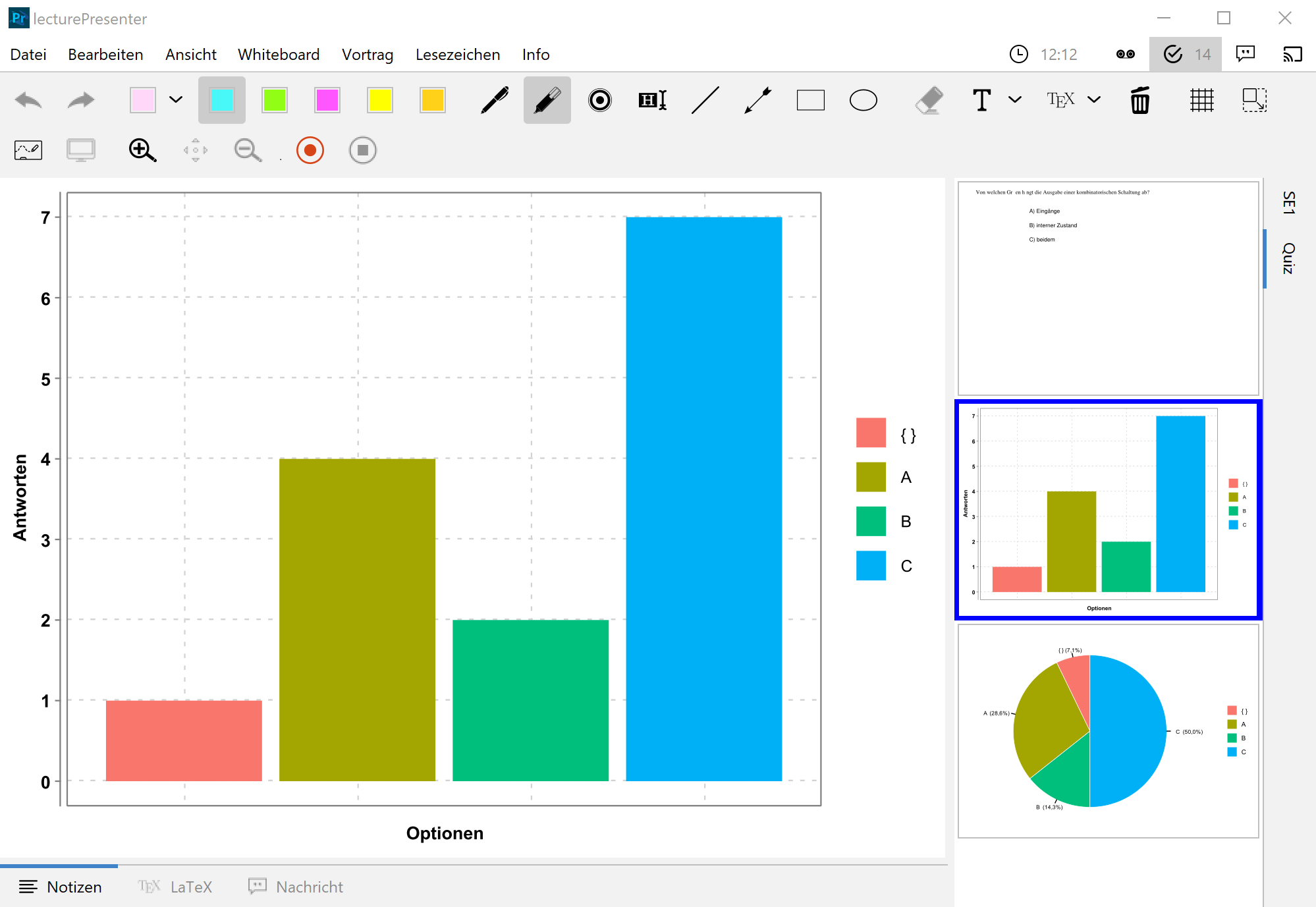 Start a quiz with lecturePresenter and see the result in real time.